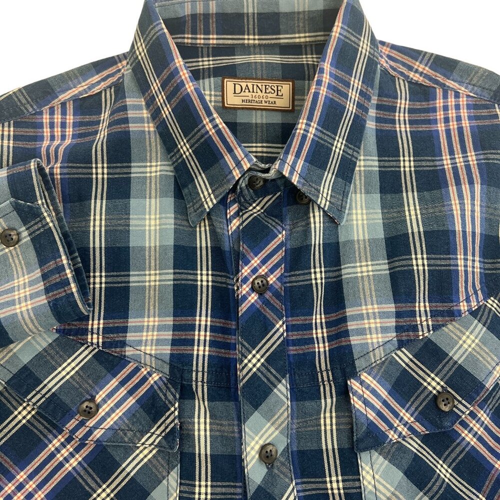 Dainese Heritage Wear Men's Blue White Plaid Western XL Long Sleeve Shirt‎